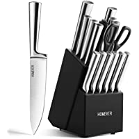 HOMEVER Cuchillos de Cocina- 16 Piezas Set Profesional Bloque de Hojas Acero Inoxidable afiladas- Cuchillos de Acero…